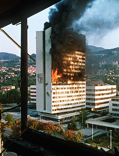 The Bosnian Parliament building in Sarajevo in 1991